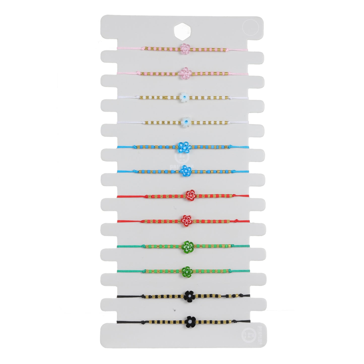 12pcs Braided Flowers Charms Bracelets for Women Adjustable Multi Color Seed Beads Jewelry Rope Chain Bracelet