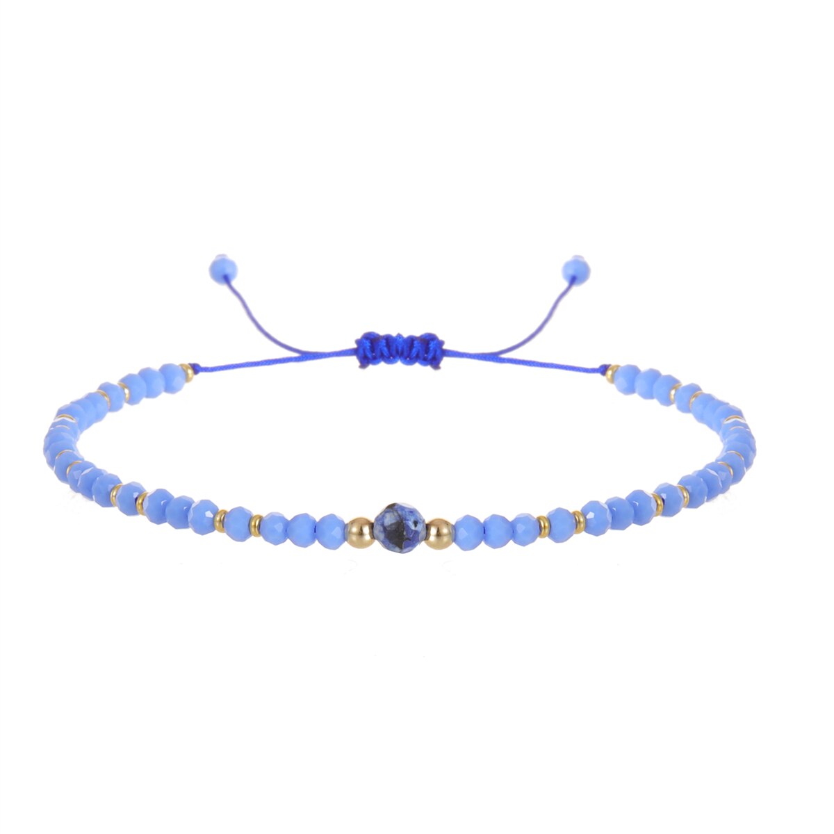 Women Crystal Faceted Glass Beads Charms Bracelets Boho Woven Adjustable Wristband Cuff Jewelry