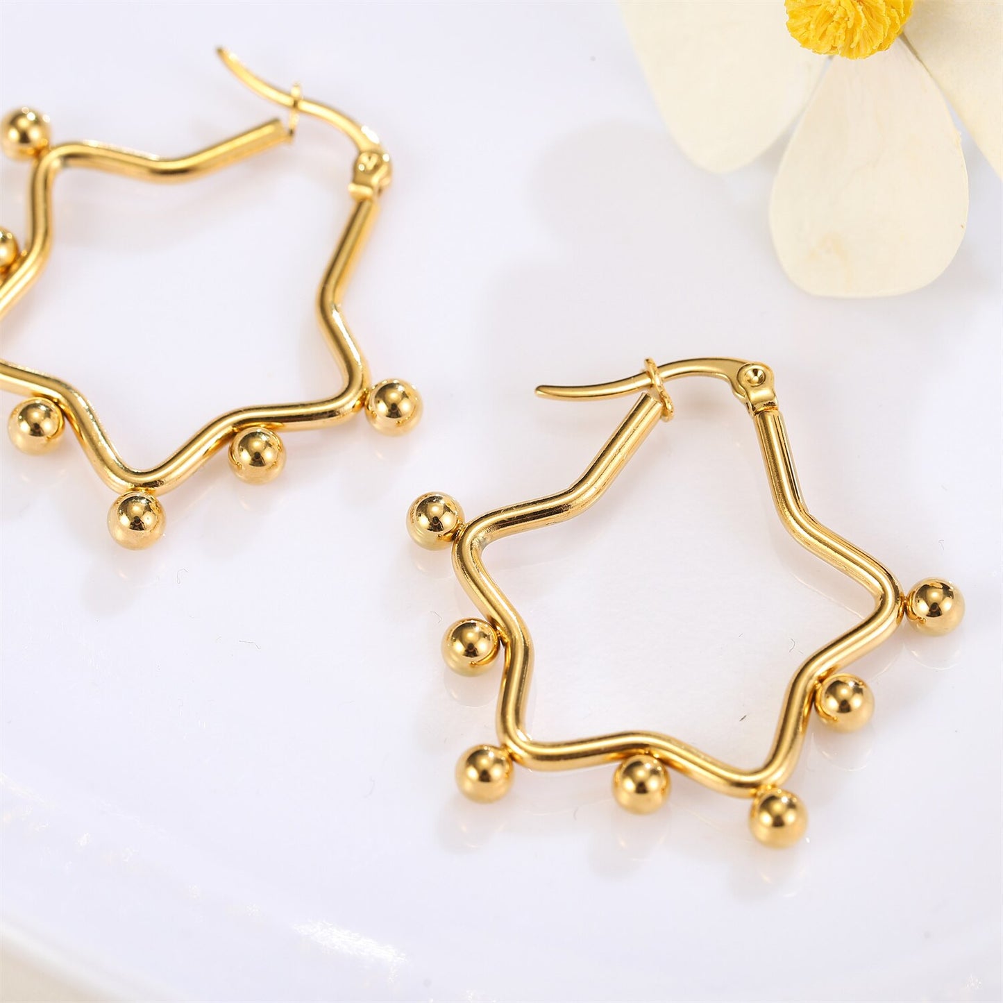 2023 Stainless Steel Heart Star Drop Earrings for Women Girls Big Minimalist Steel Titanium Hoop Earring Jewelry Gift