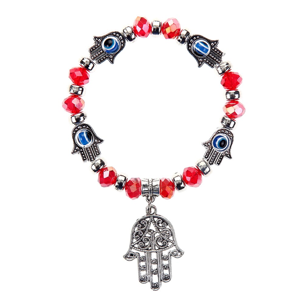 Turkish Evil Eye Charms Bracelet Fatima Hand Beaded Bracelets for Women Men Boys&girls Yoga Amulet Jewelry Bring You Good Luck