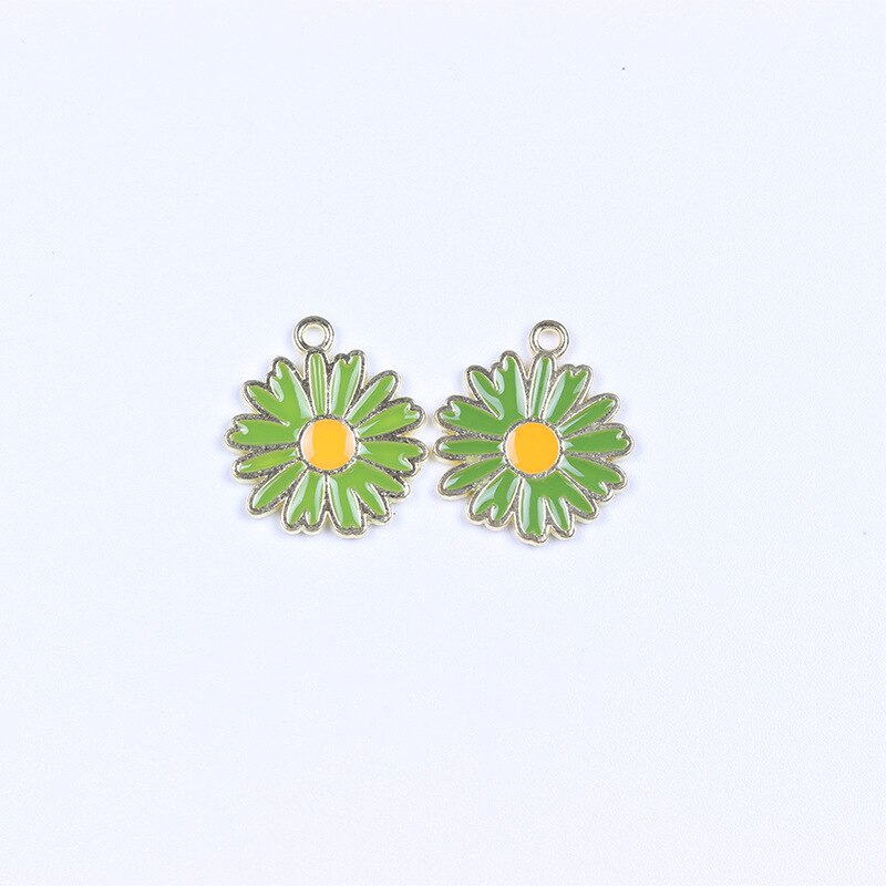 2pcs/lot Metal Drip Oil Sunflower Daisy Plant Pendants for DIY Making Earrings Necklaces Jewelry DIY Accessories Wholesale