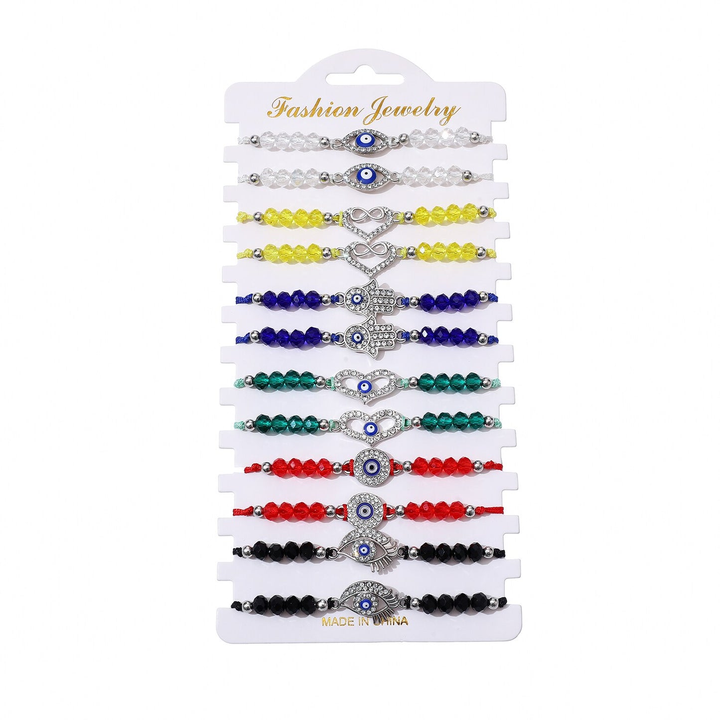 Boho 12pcs/Sets Infinite Love Heart Bracelets for Women Child Rhinestones Adjustable Rope Chain Evil Eye Charms Anklets Jewelry