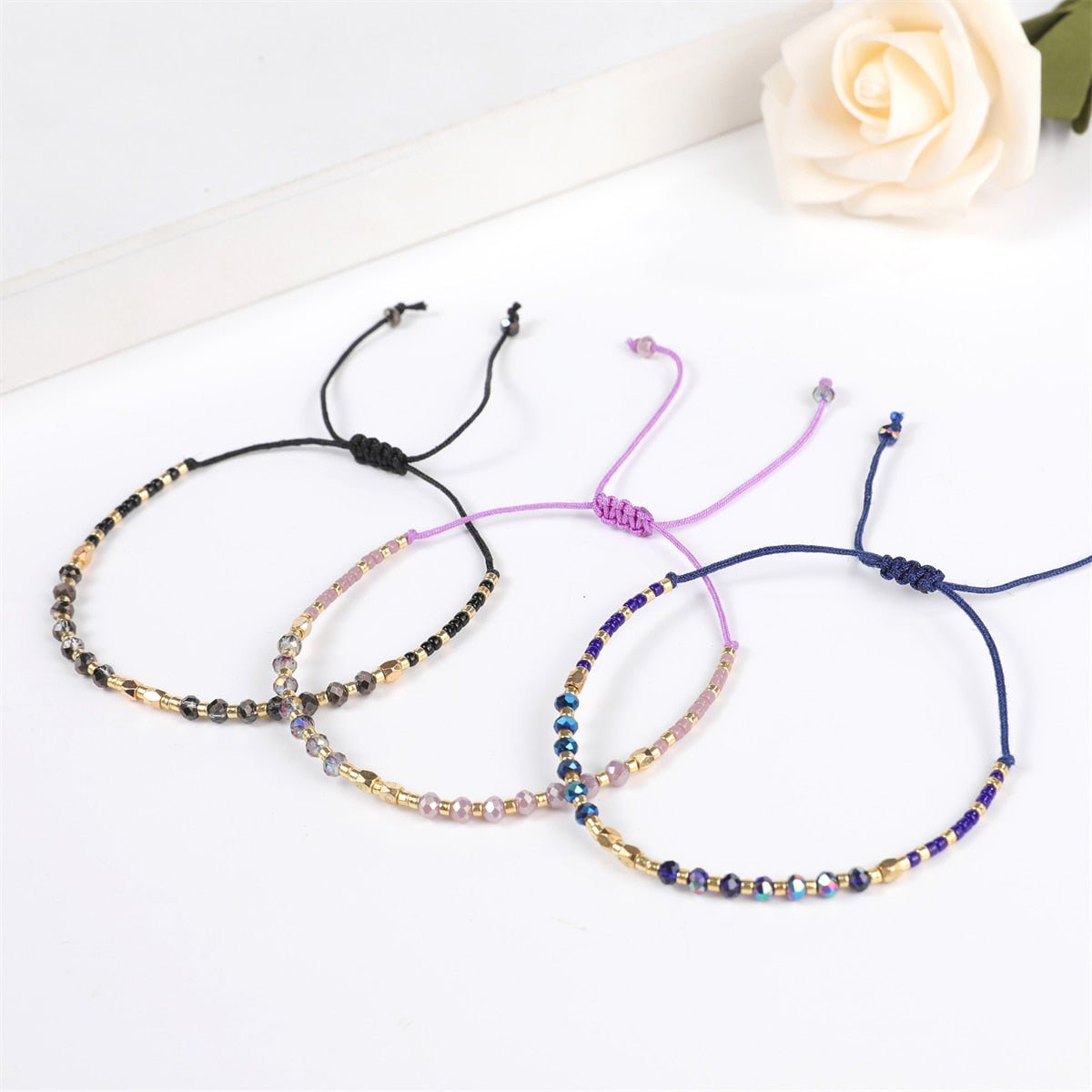 Fashion Glass Crystal Beaded Bracelets for Women Men Bracelet Beads Anklet Wrist Strap Ankle Jewelry Gift