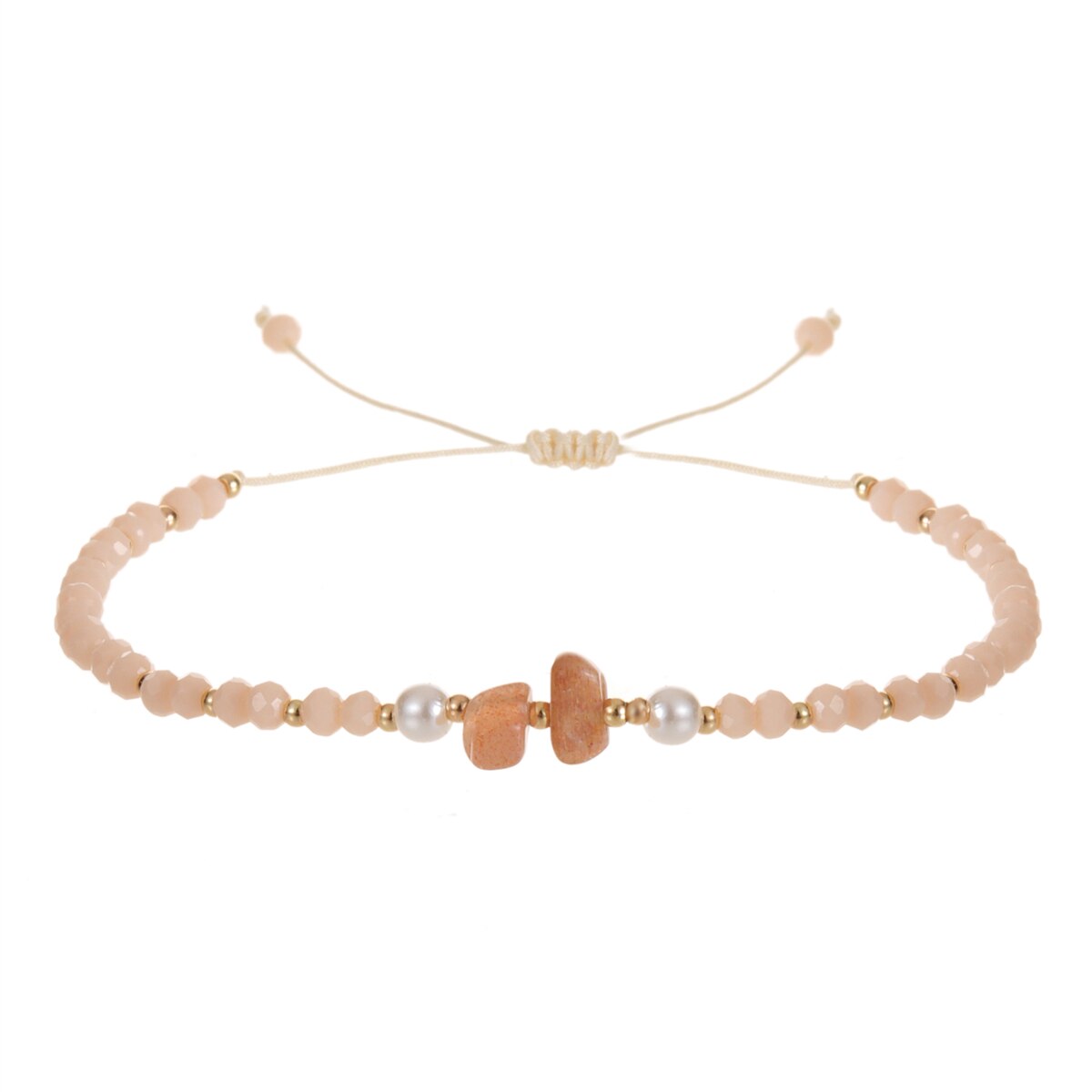 Faceted Crystal Bead Natural Stone Pendant Bracelet Adjustable Hand Woven Bracelet for Women Men Suitable Gifts Party Jewelry