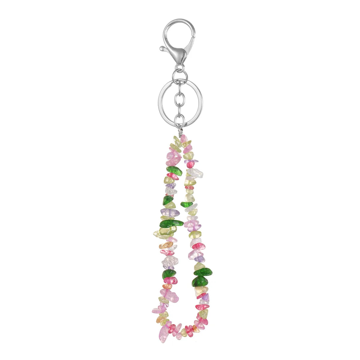 Natural Stone Mobile Phone Chain for Men Women Gravel Amethyst Quartz Stone Keychain Anti-lost Lanyard Bag Charm