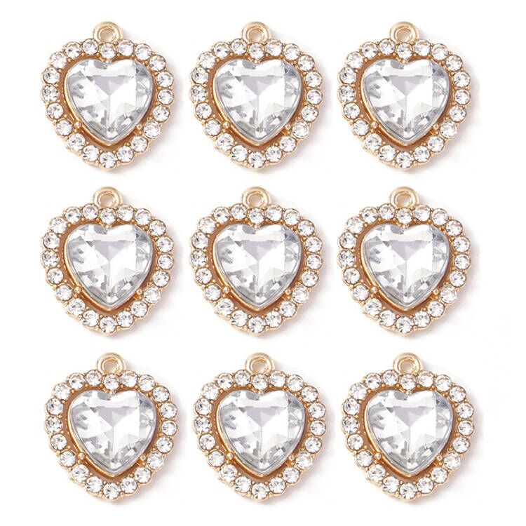10pcs/lot Transparent Colorfu Ocean Heart Pendant Charm Diy Woman Necklace Earring Jewelry Crystal Pendant Accessories Supplies
