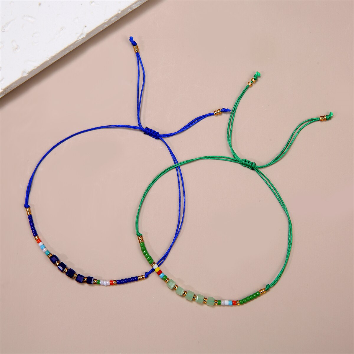 12pcs Colorful Japanese Rice Beads Square Crystal Braided Bracelet Set for Women Hand Braided Rope Chain Jewelry