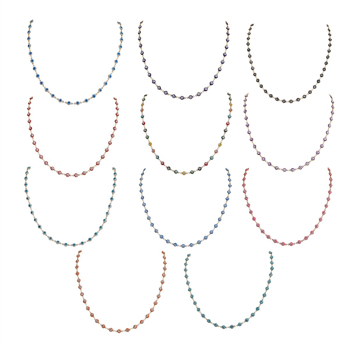 Simple Fashion Evil Eye Beads Chain Choker Necklace for Women Girls Gold Color Stainless Steel Necklace Jewelry Accessories