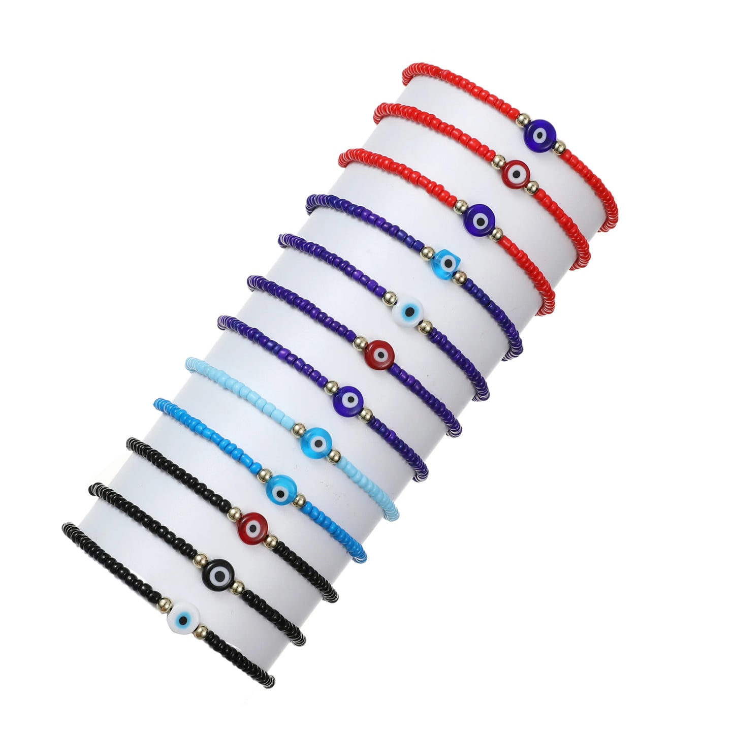 12pcs Evil Eye Acrylic Beads Bracelet Fashion Small Fresh Handmade Adjustable Party Jewelry Accessories for Female