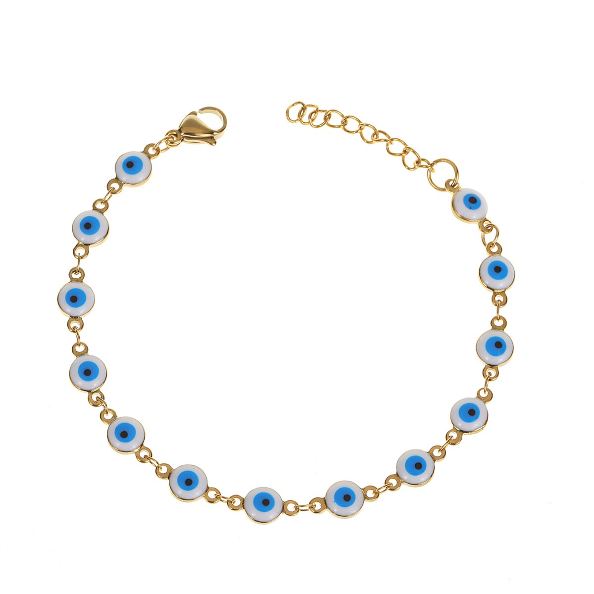Stainless Steel Bracelets for Women Men Plated Gold Color Chain Simple Evil Eye Amulet Jewelry Gift