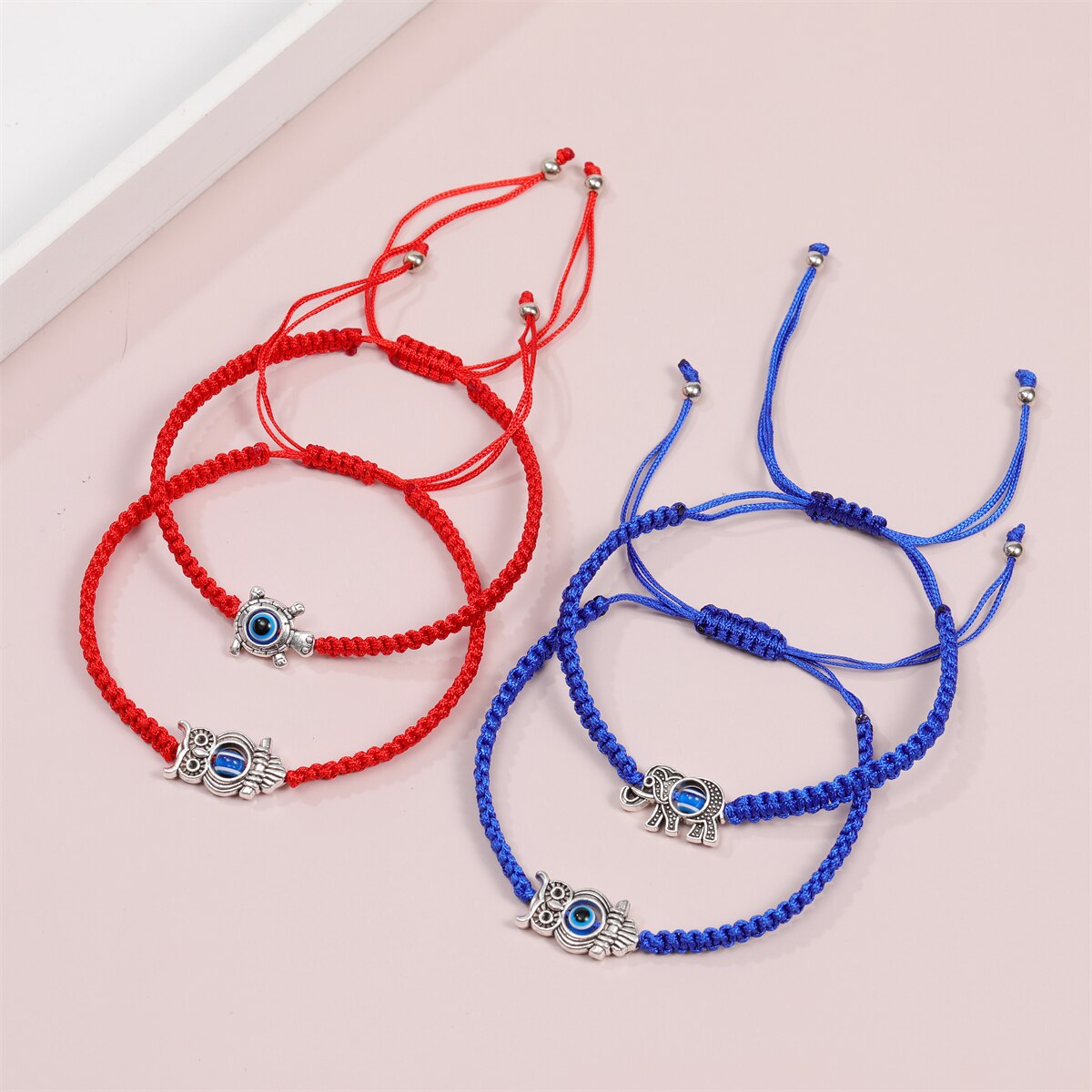 Fashion Fatima Hand Pendant Red Rope Chain Bracelet Handmade Braided Owl Turtle Charm Bracelets for Women Girl Cuff Yoga Jewelry