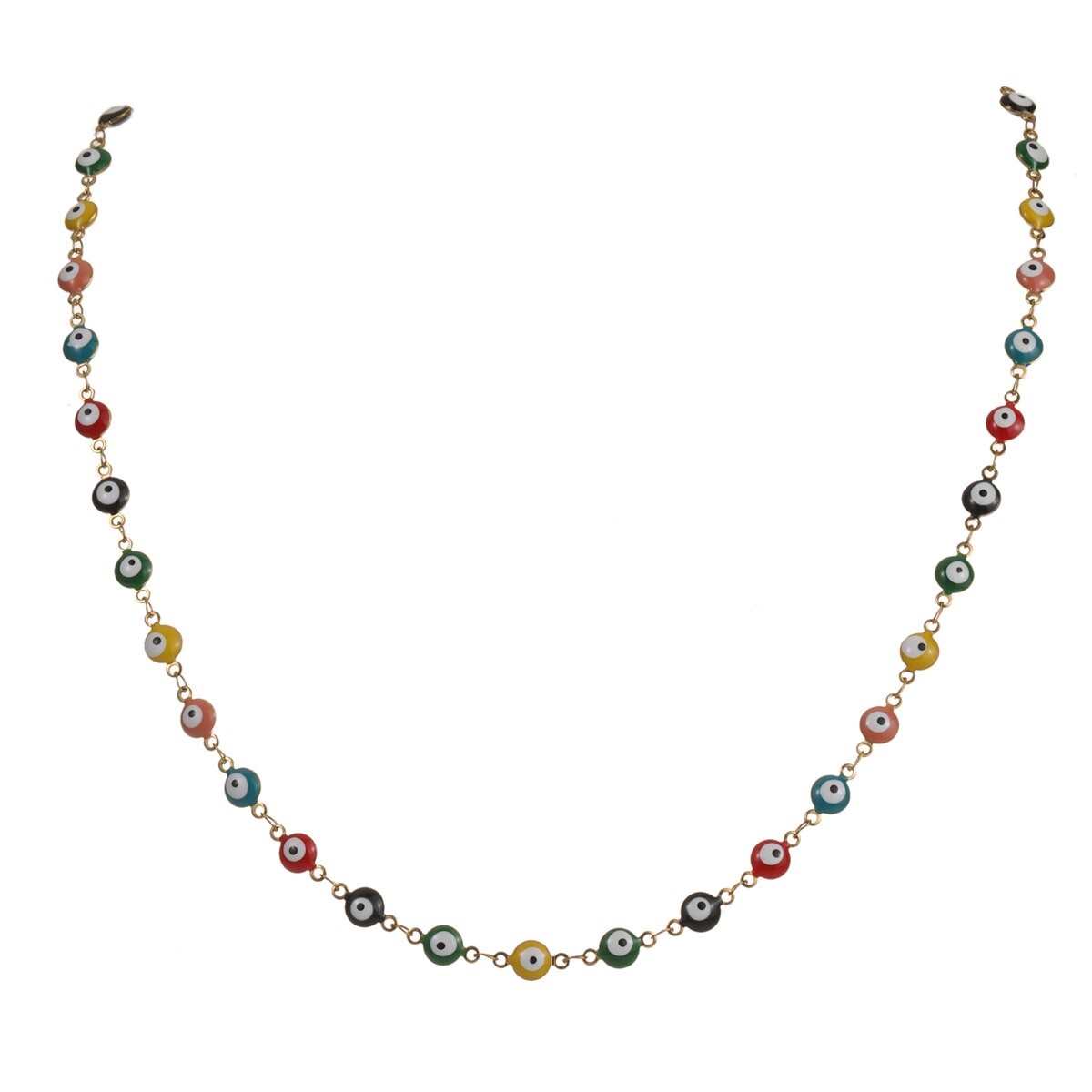 Simple Fashion Evil Eye Beads Chain Choker Necklace for Women Girls Gold Color Stainless Steel Necklace Jewelry Accessories
