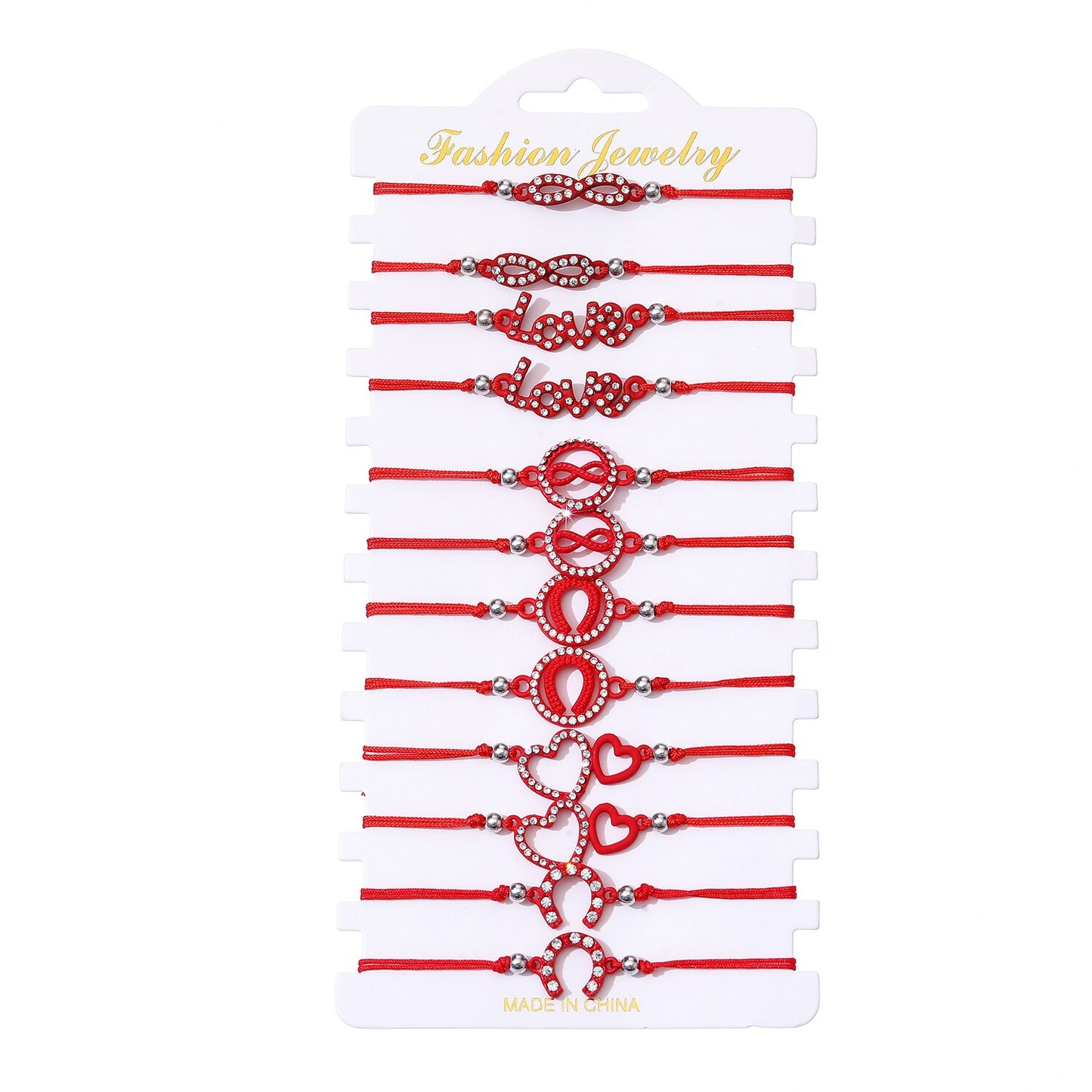 12pcs/Sets Infinite Love Turtle Woman Braided Adjustable Heart Pendant Charms Bracelet for Child Anklets Handmade Jewelry