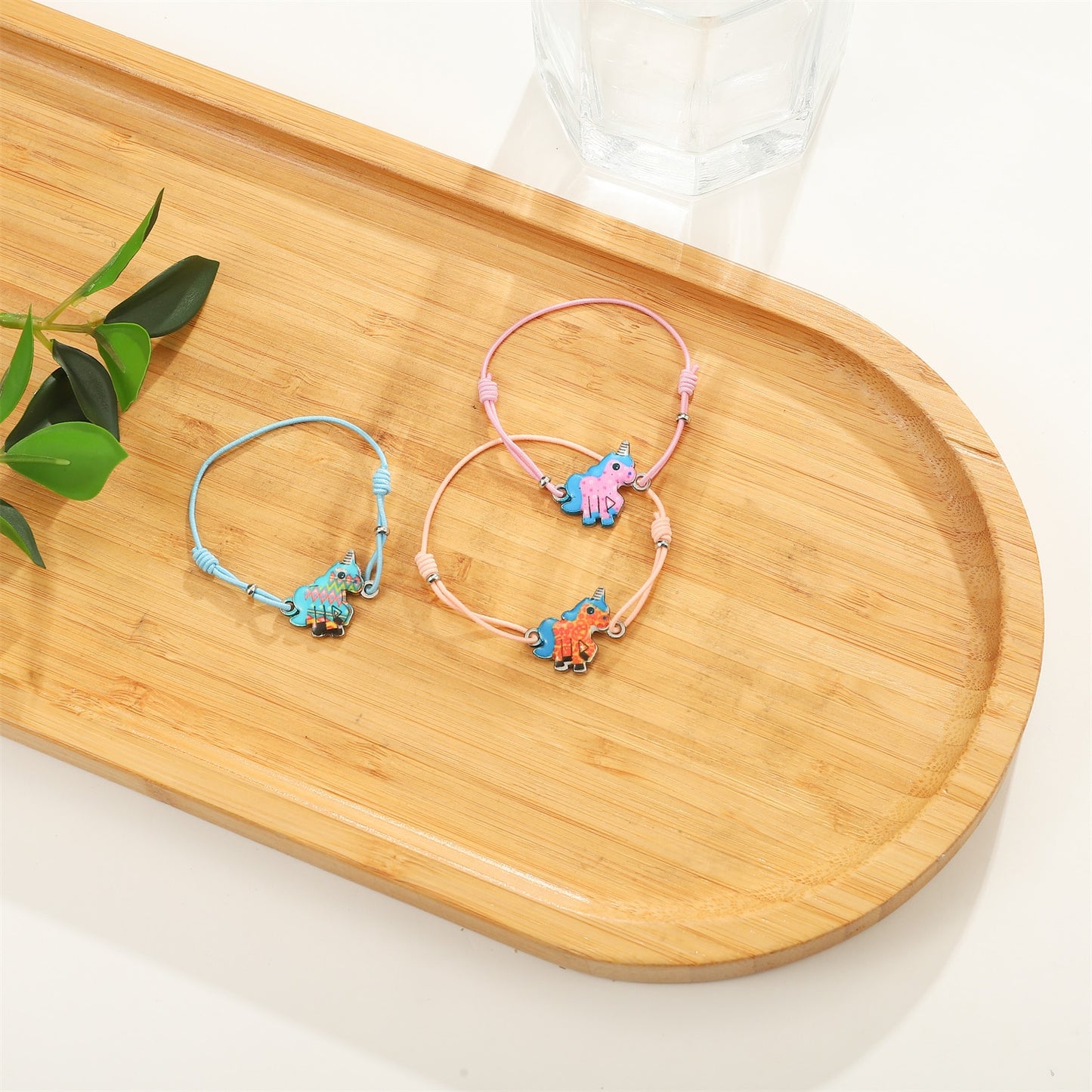 12pcs Bohemian Weave Rope Strand Friendship Bracelets Crystal Bead Unicorn Charms Bracelet for Child Girls Christmas Jewelry