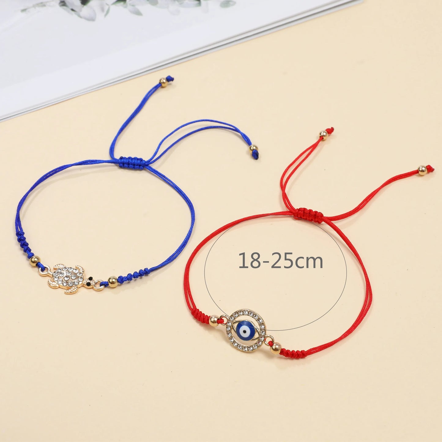 12pcs Butterfly Turtle Animal Pendant Braided Charms Bracelets for Women Evil Eye Rope Chain Anklets Beach Handmade Jewelry