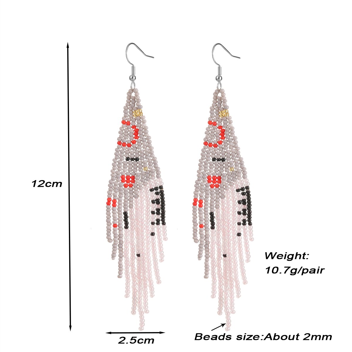 Bohemian Handmade Beaded Long Earrings for Women Seed Bead Statement Elastic Bangle Ethnic Jewelry