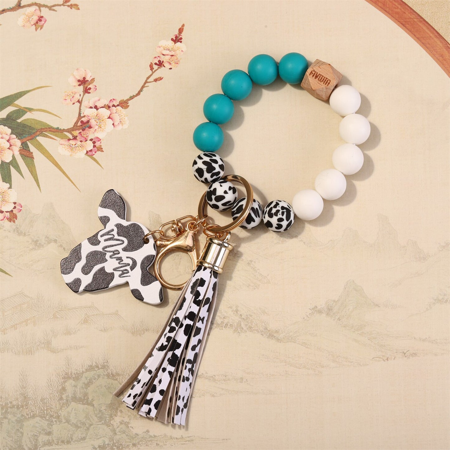 New Trendy Elegant Silicone Beads Bracelets Bangles for Women Key Chain Keychain Candy Color Large Beaded Bangle Charm Jewelry