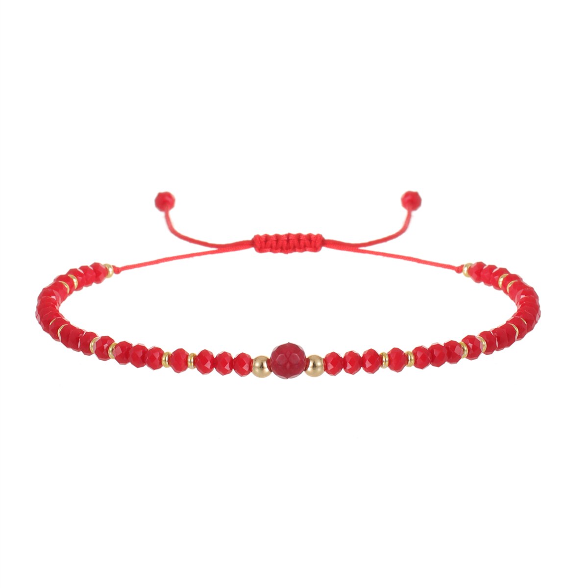 Women Crystal Faceted Glass Beads Charms Bracelets Boho Woven Adjustable Wristband Cuff Jewelry