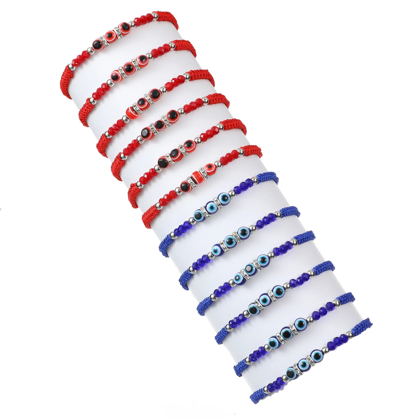 Boho 12pcs Handmade Thick Lucky Red Rope Braided Bracelet Evil Eye Bead Chain Adjustable Bracelets for Women Men