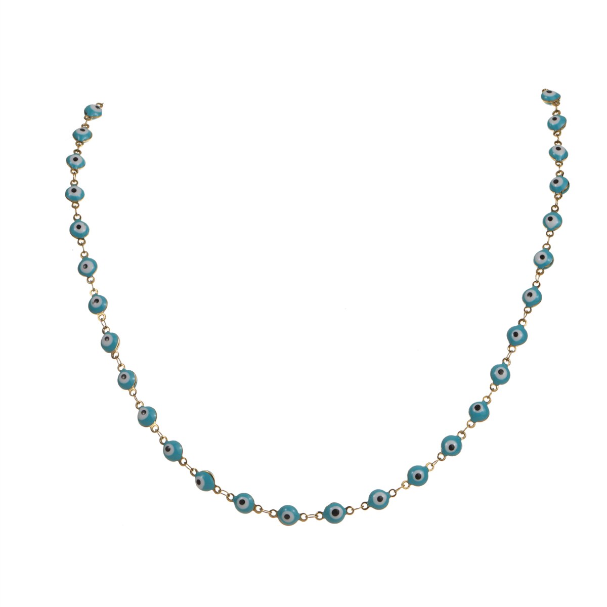 Simple Fashion Evil Eye Beads Chain Choker Necklace for Women Girls Gold Color Stainless Steel Necklace Jewelry Accessories