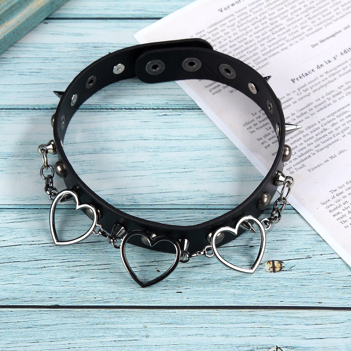 Punk Heart Pendant Leather Choker Collar for Women Girl Studded Punk Silver Color Chain Harajuku Collars Sexy Jewelry