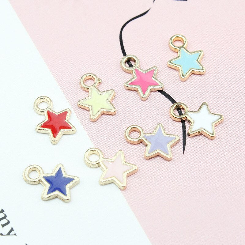 50pcs/lot Metal Drip Oil Star Pendants DIY Making Earrings Necklaces Jewelry DIY Accessories Wholesale