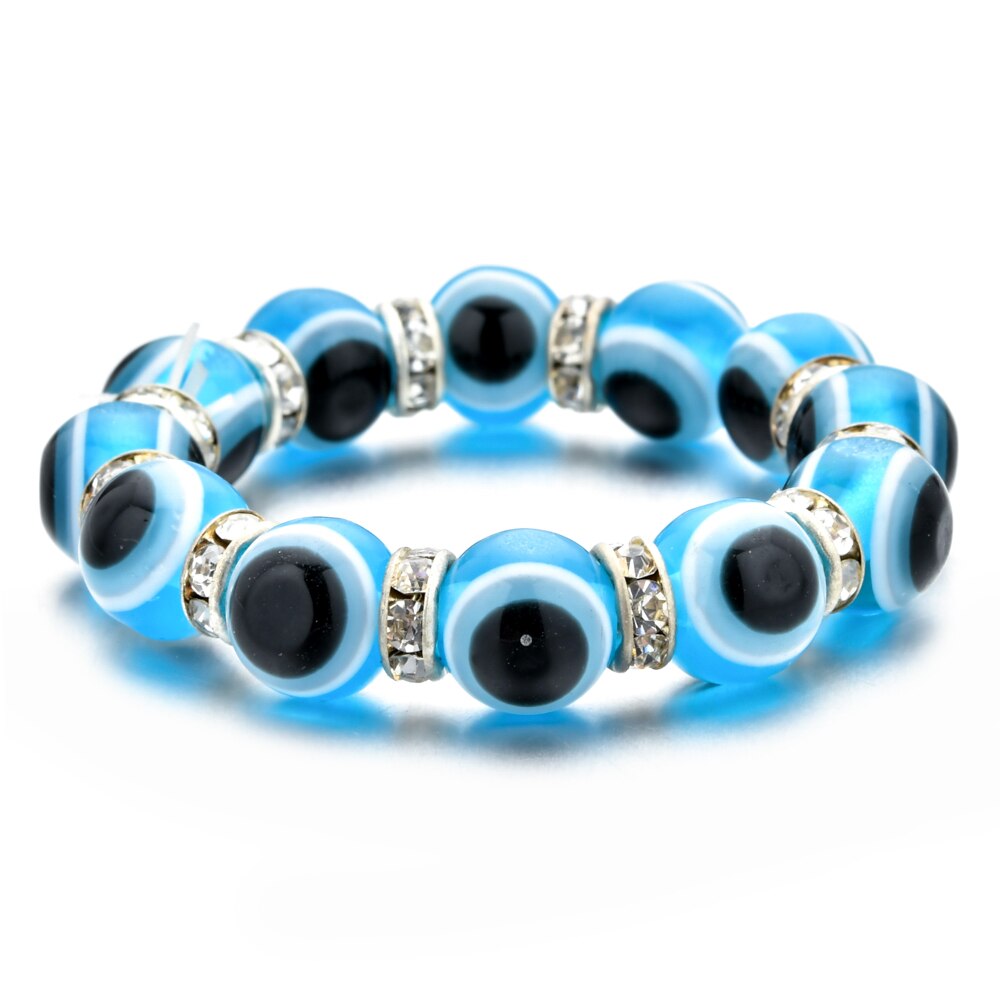 2023 New Turkish Evil Eye Elastic Bracelet Charms Crystal Beaded Bracelets for Girl Kids Jewelry Gift Wholesale
