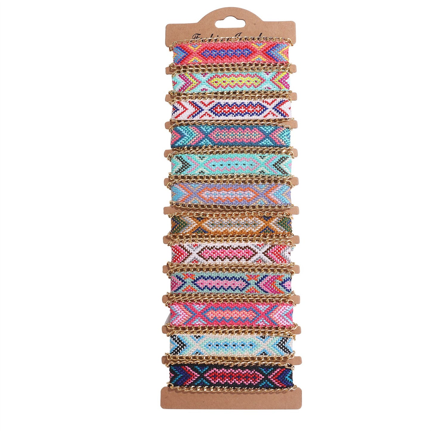 12pcs Women Braided Rope Bracelet Completely Embroidery Bracelet Fashion Wide Cuff Waterproof Anklets Jewelry