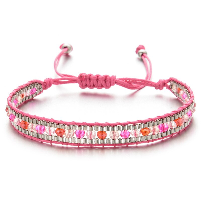 Bohemia Weave Bracelets for Women Adjustable Rope Chain Crystal Charms Braided Yoga Bracelet Bangle Jewelry Gift Wholesale