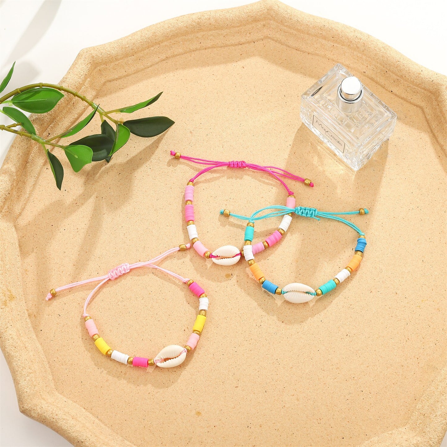 Boho 12pcs/lot Women Shells Pendant Charms Bracelets Set Clay Braided Adjustable Rope Chain Anklet Jewelry Wholesale