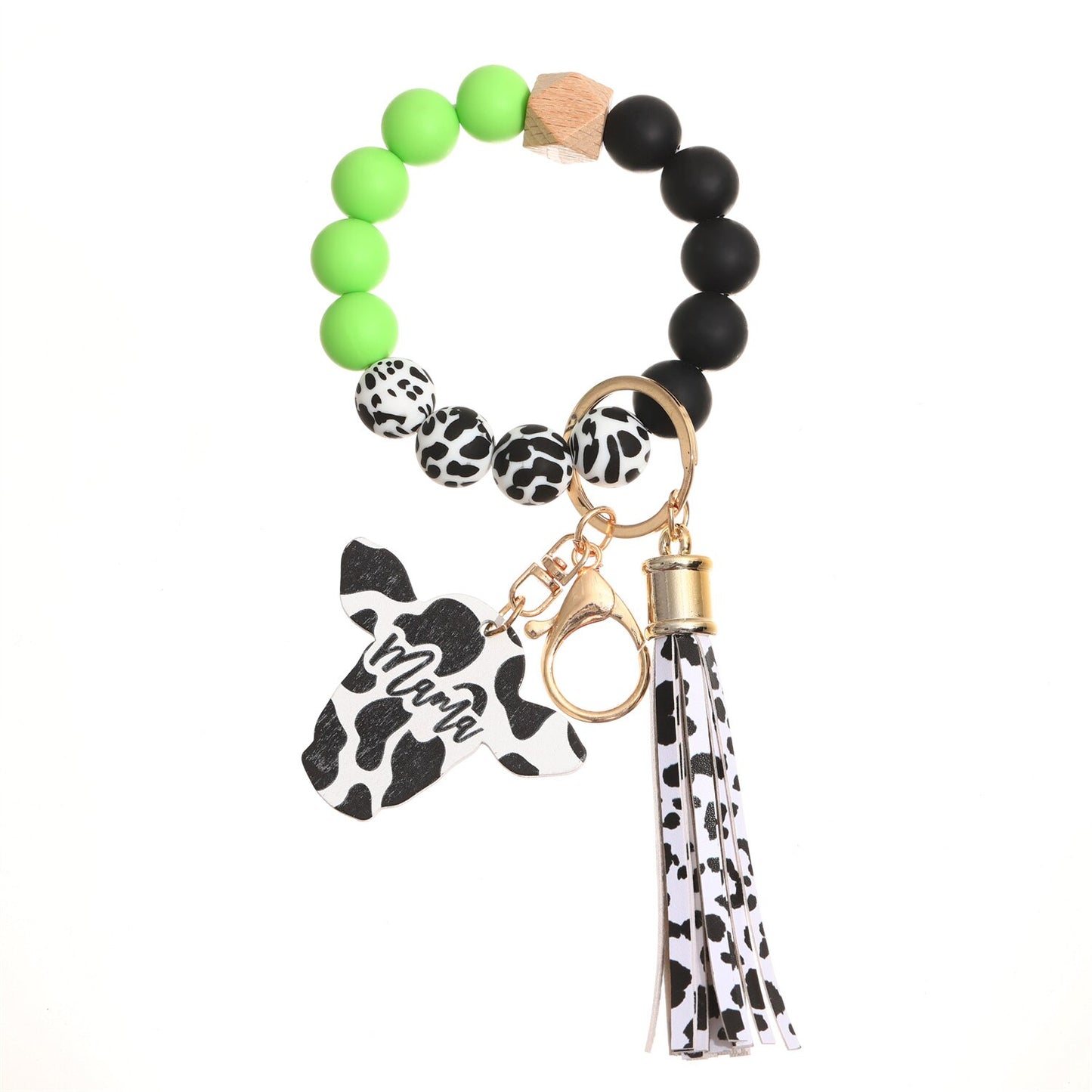 New Trendy Elegant Silicone Beads Bracelets Bangles for Women Key Chain Keychain Candy Color Large Beaded Bangle Charm Jewelry