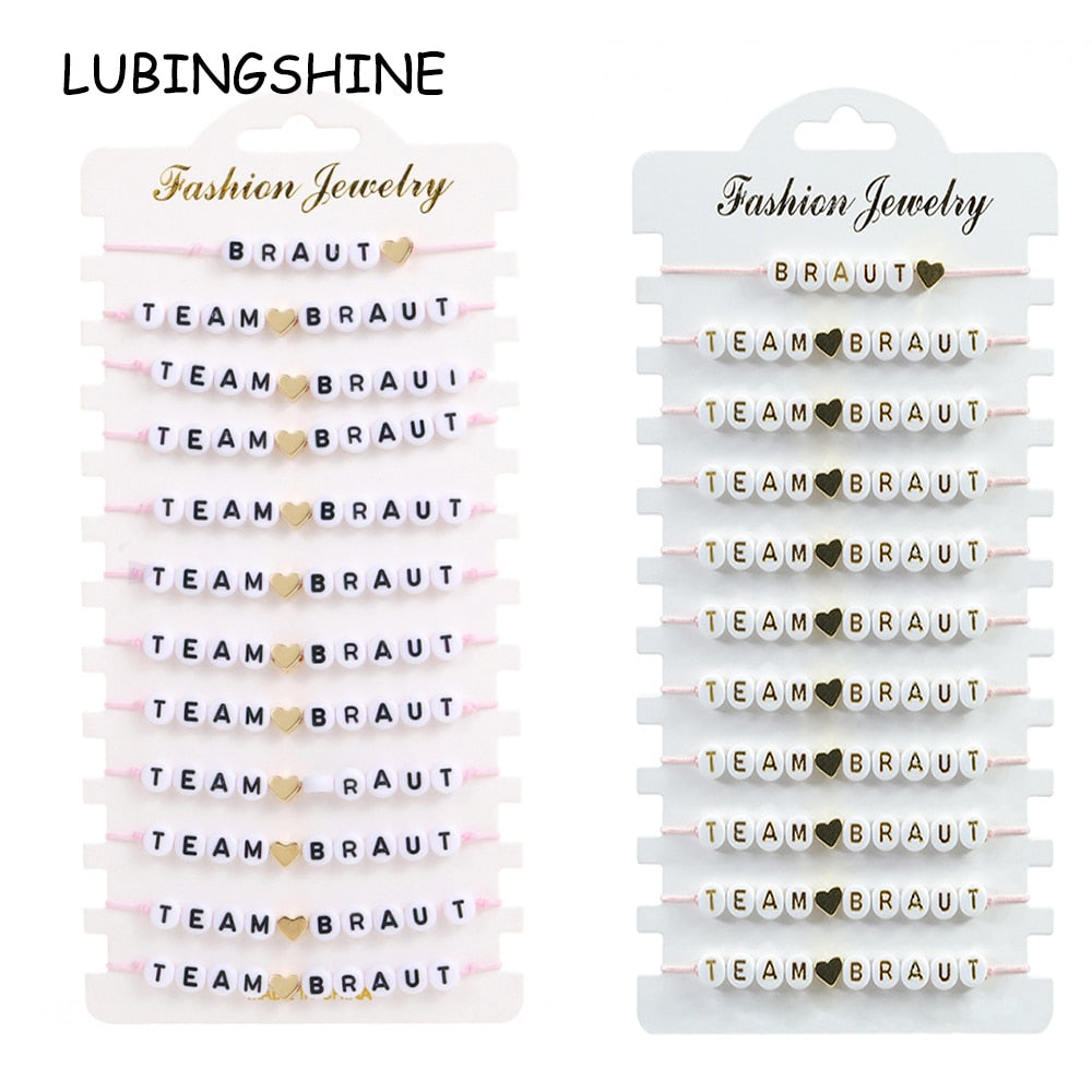 12pcs/set Acrylic Letter Charms Bracelets for Women Handmade Braided Bracelet Bangles Anklets Couples Wedding Party Jewelry
