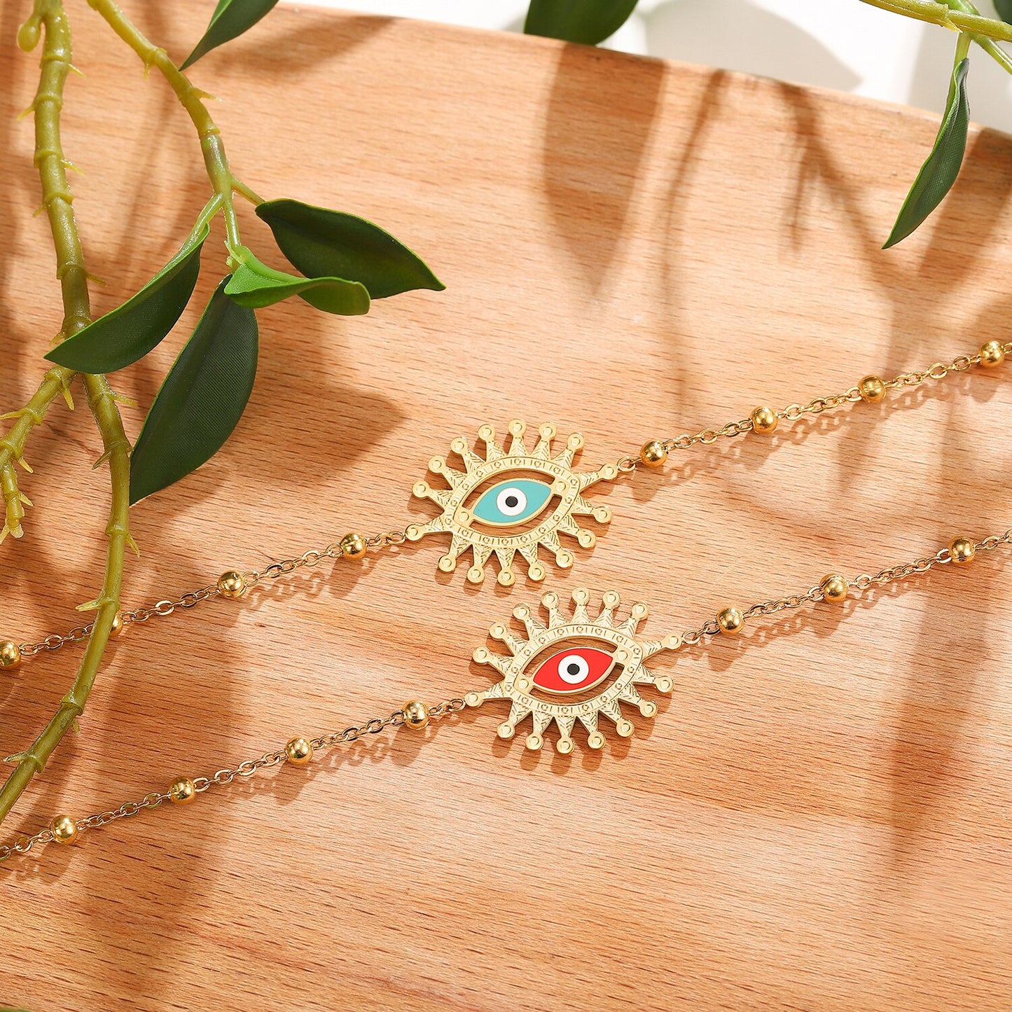 Fashion Stainless Steel Bracelet Steel Titanium Chain Evil Eye Enamel Bead Bracelet Jewelry for Men Women Jewelry Gift Wholesale