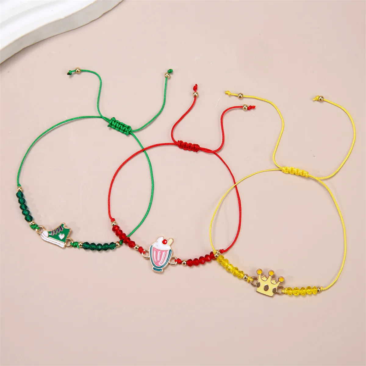 12pcs/lot Cartoon Oil Unicorn Flamingo Ice Cream Flower Pendant Charm Bracelet for Girls Adjustable Anklet Kids Jewelry