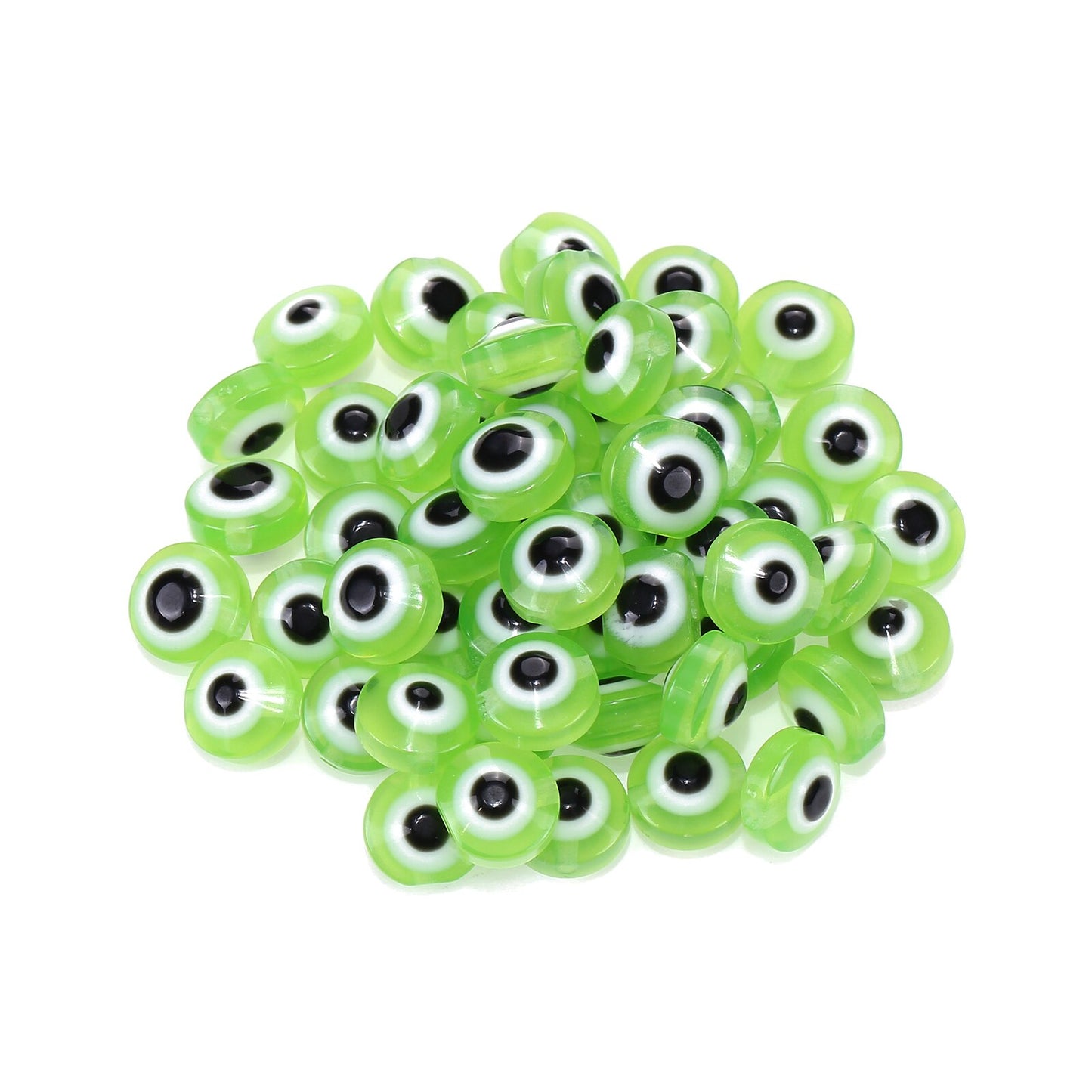 100pcs Evil Eye Beads Royal Blue Resin Lampwork Evil Eye 8MM Beads with Elastic Rope for DIY Crafts Making Accessories