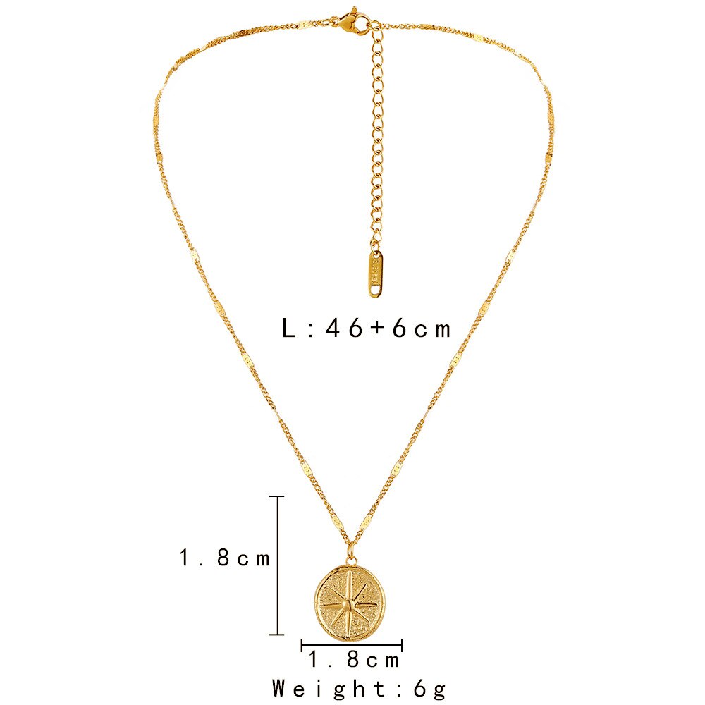 Stainless Steel Nautical Compass Necklace for Women Girls Steel Titanium Compass Collar Waterproof Necklace New Jewelry