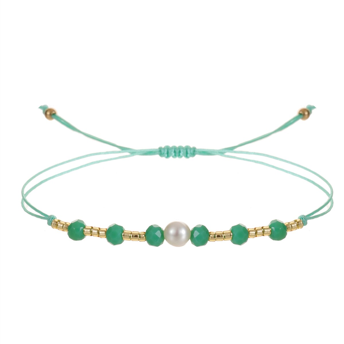Handmade Pearl Bracelet & Bangle for Women Men Faceted Crystal Beads Pendant Adjustable Charm Stacking Femme Pulsera