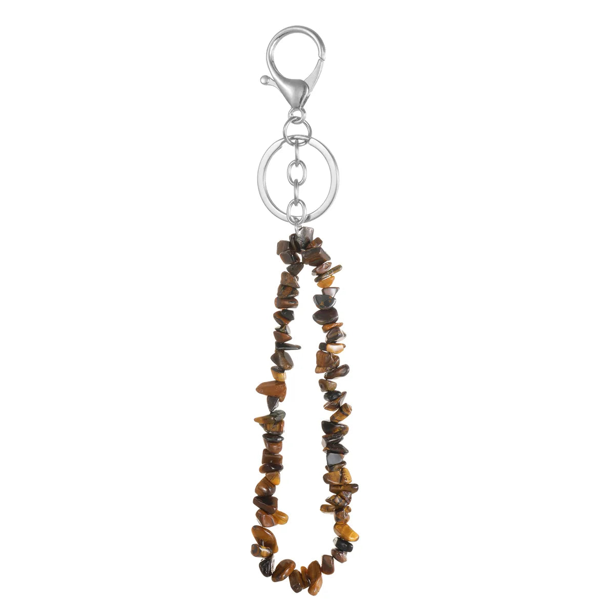 Natural Stone Mobile Phone Chain for Men Women Gravel Amethyst Quartz Stone Keychain Anti-lost Lanyard Bag Charm