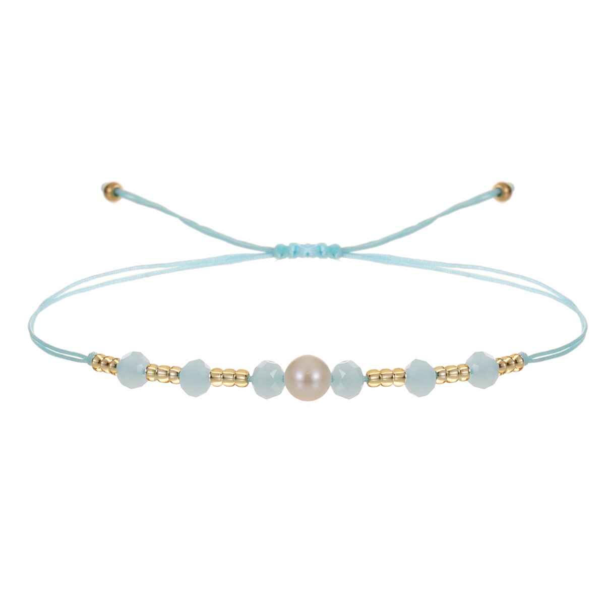 Handmade Pearl Bracelet & Bangle for Women Men Faceted Crystal Beads Pendant Adjustable Charm Stacking Femme Pulsera