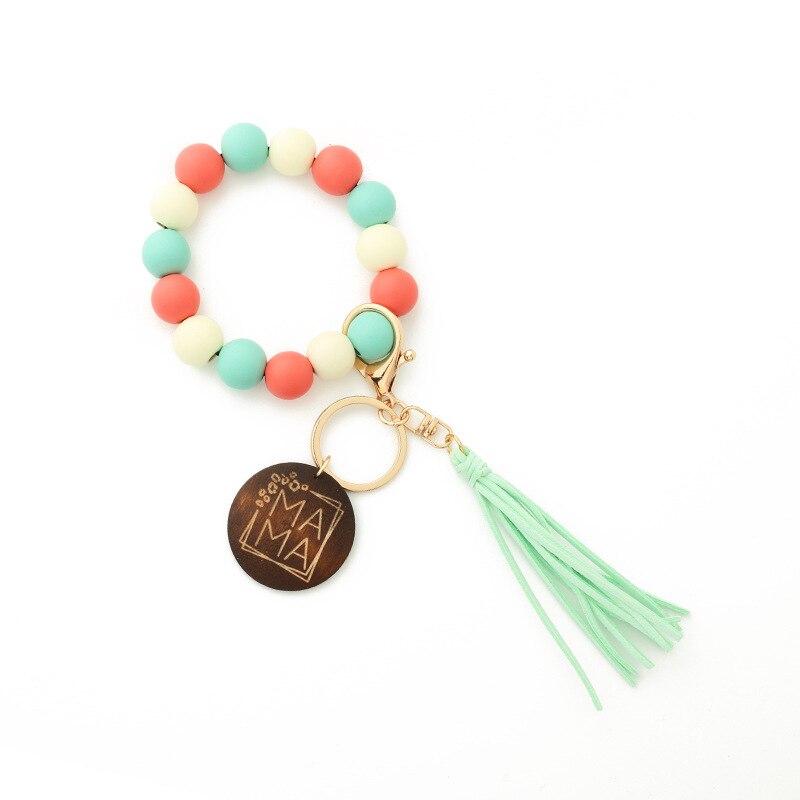 2023 New Leopard Print Wooden Bead Hand Beads Spotted Wooden Bead Bracelet Handmade Tassel Bracelets Keychain