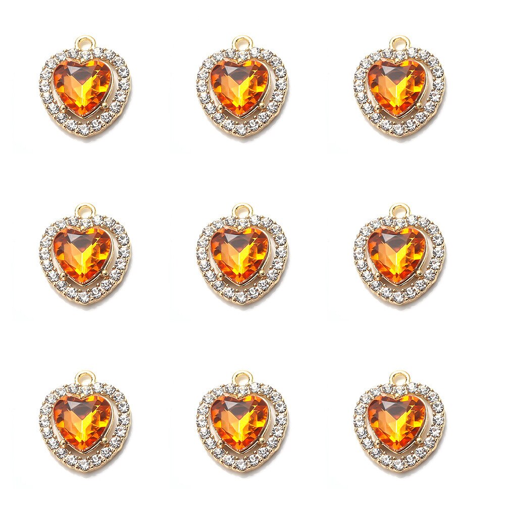10pcs/lot Transparent Colorfu Ocean Heart Pendant Charm Diy Woman Necklace Earring Jewelry Crystal Pendant Accessories Supplies