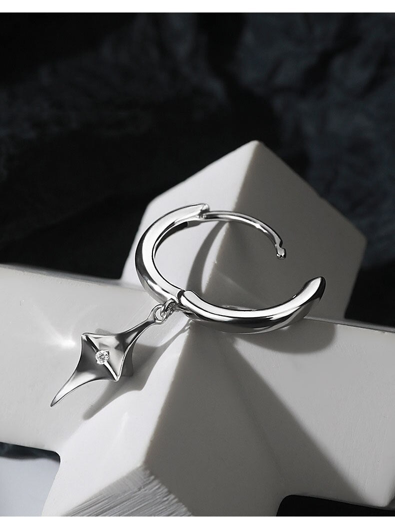 Fashion Geometric Three-dimensional Star Earrings for Men Punk Ins Metal Frosty Wind Earrings Statement Jewelry Gift 1 Pairs