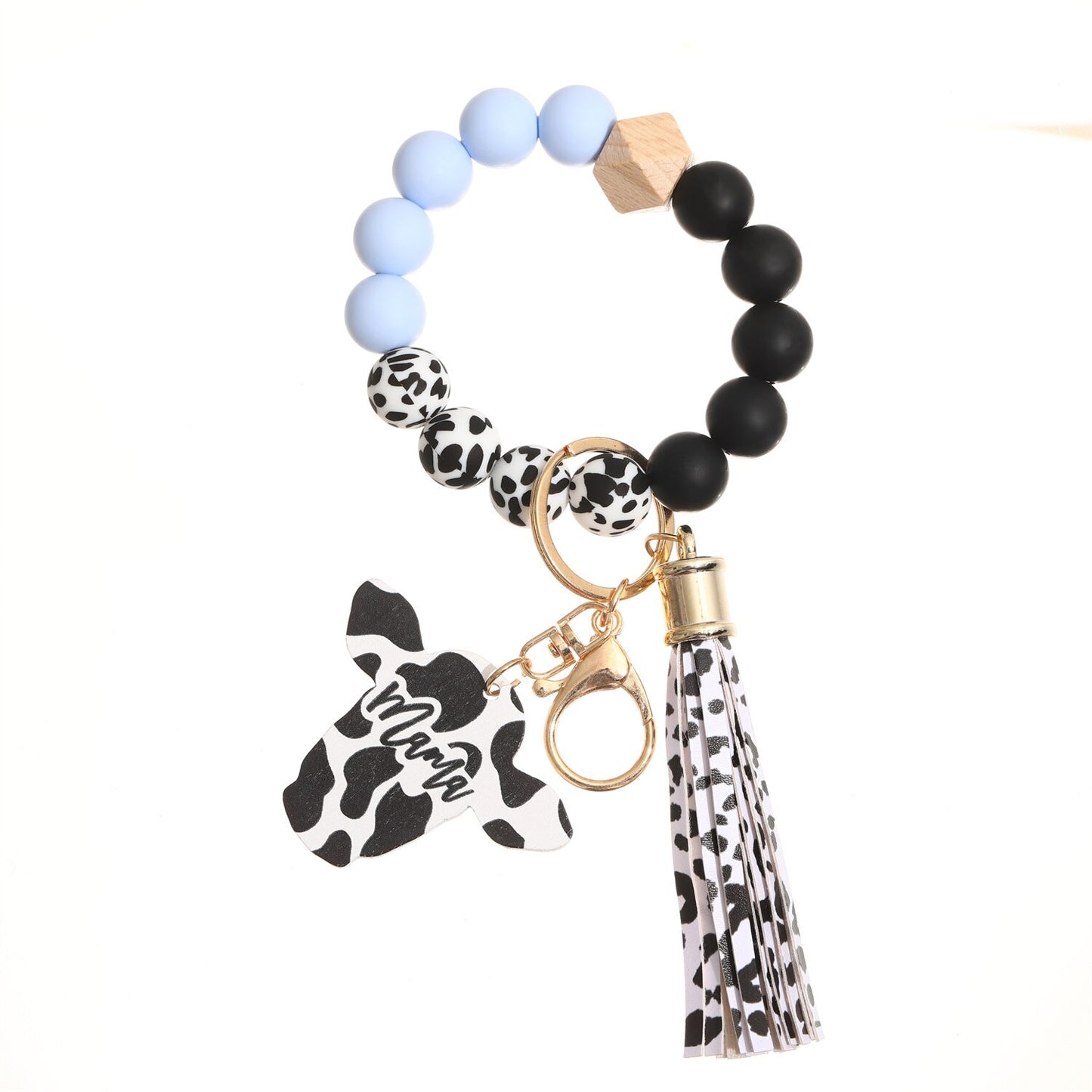 New Trendy Elegant Silicone Beads Bracelets Bangles for Women Key Chain Keychain Candy Color Large Beaded Bangle Charm Jewelry