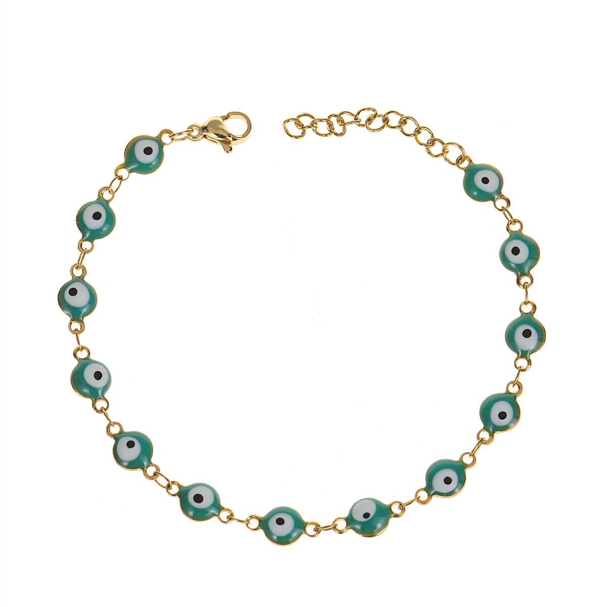 Stainless Steel Bracelets for Women Men Plated Gold Color Chain Simple Evil Eye Amulet Jewelry Gift