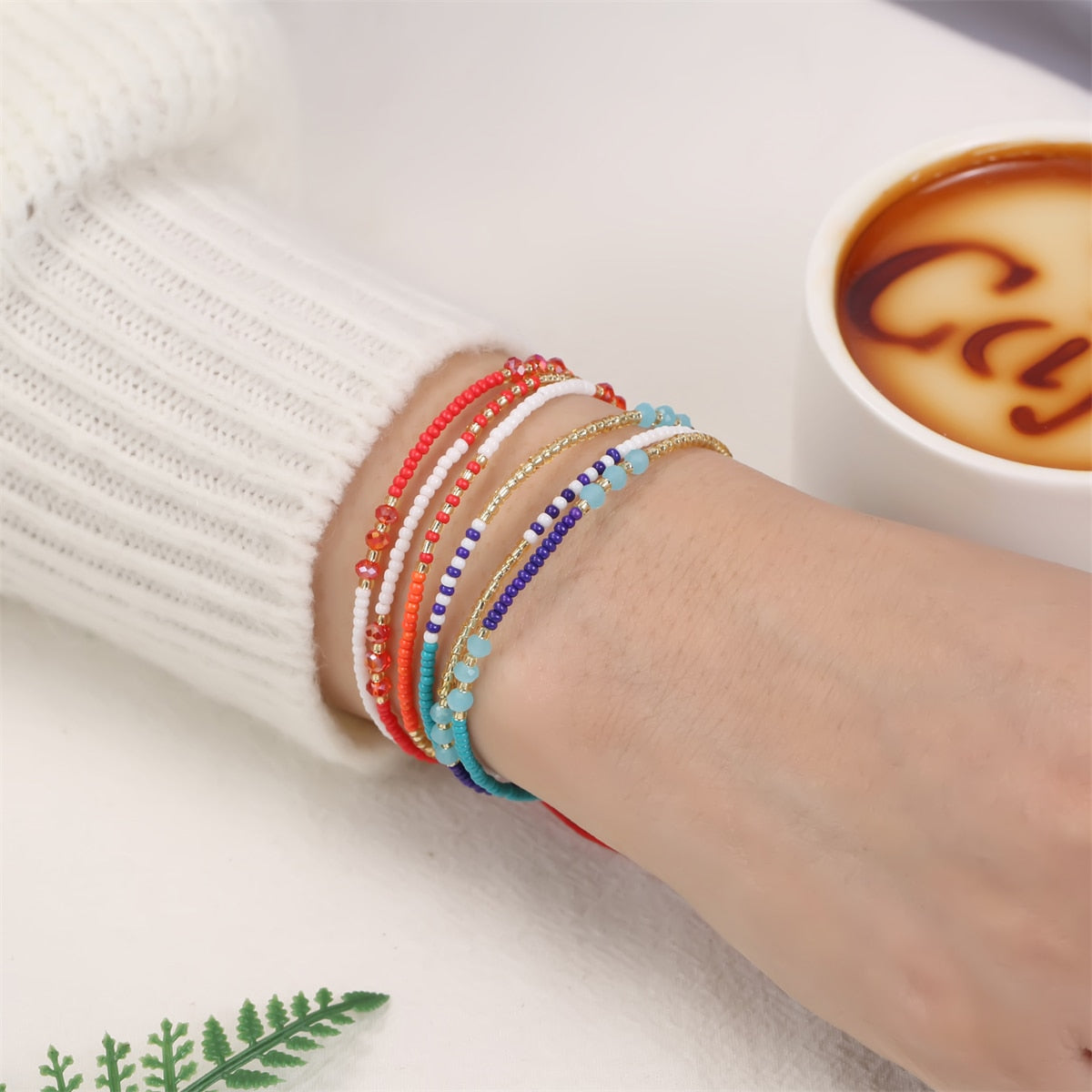Multilayer Glass Beaded Bracelets for Women Handwoven Summer Surf Waterproof Adjustable Size Jewelry Pulsera
