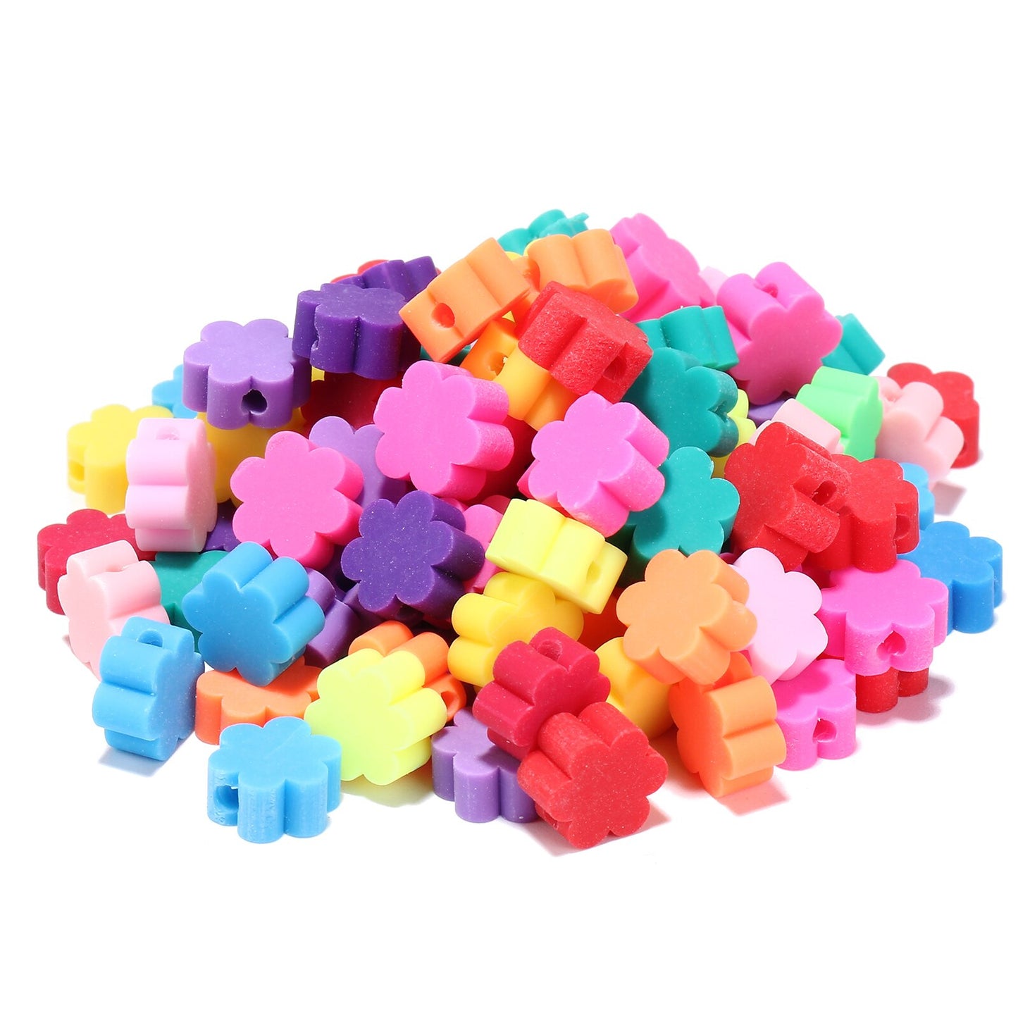 50pcs/lot Cartoon Flowers Evil Eye Polymer Clay Spacer Beads for Women Girls Jewelry Making DIY Bracelet Necklace Accessories
