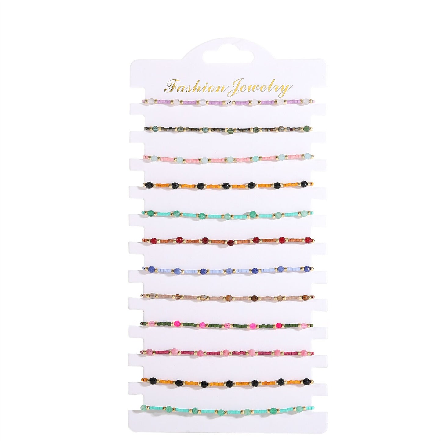 12pcs/lot Natural Stone Crystal Beads Bracelets Women Adjustable Handmade Woven Chain Charms Braided Bracelet Jewelry Wholesale