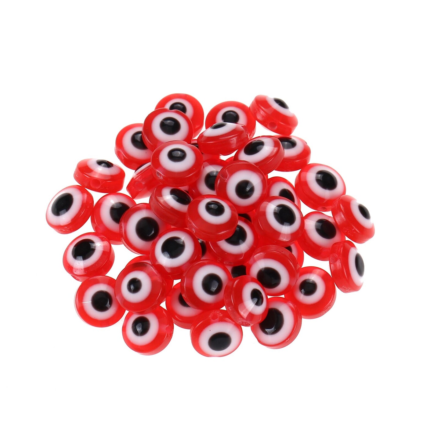 100pcs Evil Eye Beads Royal Blue Resin Lampwork Evil Eye 8MM Beads with Elastic Rope for DIY Crafts Making Accessories