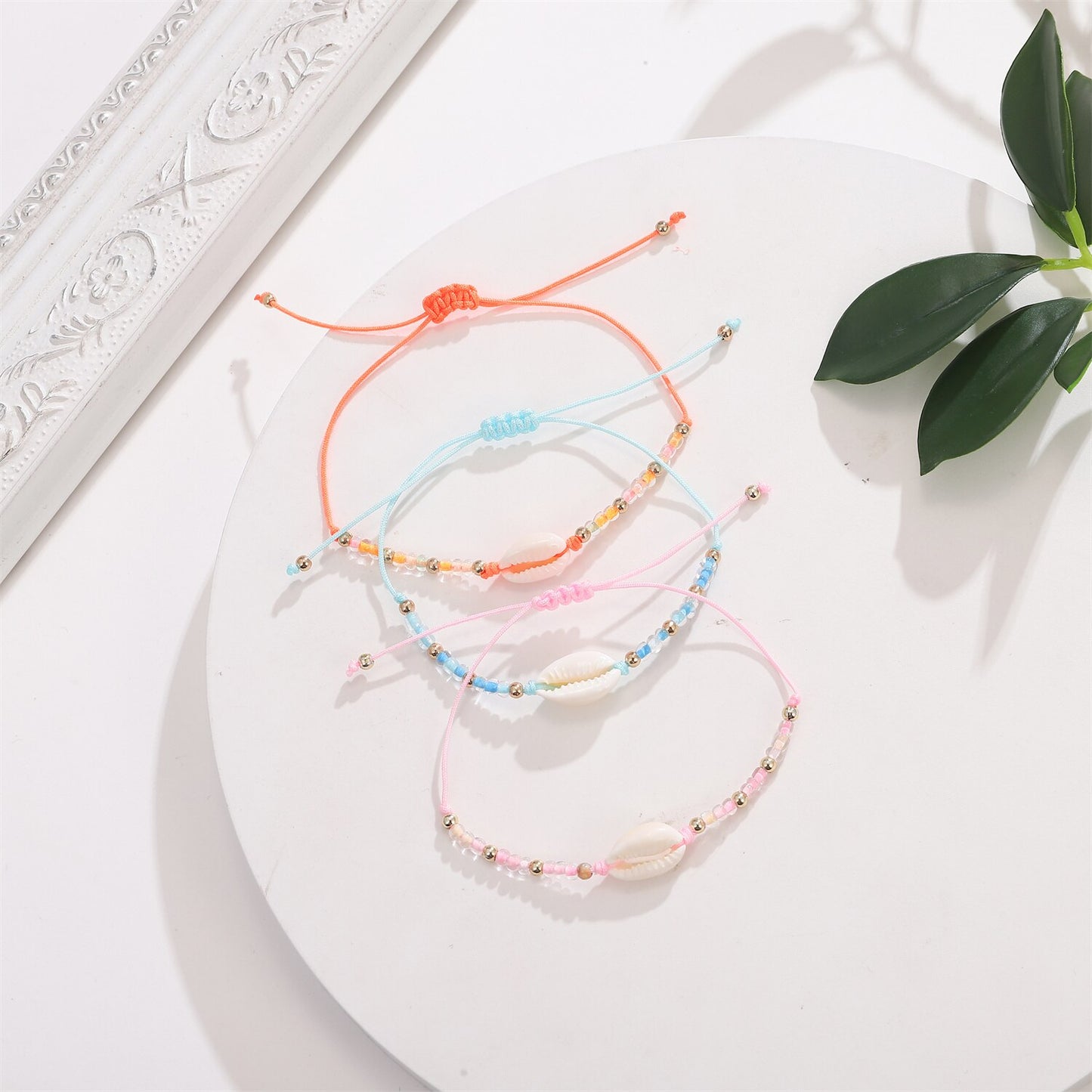 12pcs Colorful Seed Beads Shell Charms Braided Bracelets for Women Child Adjustable Rope Chain Anklets Beach Handmade Jewelry