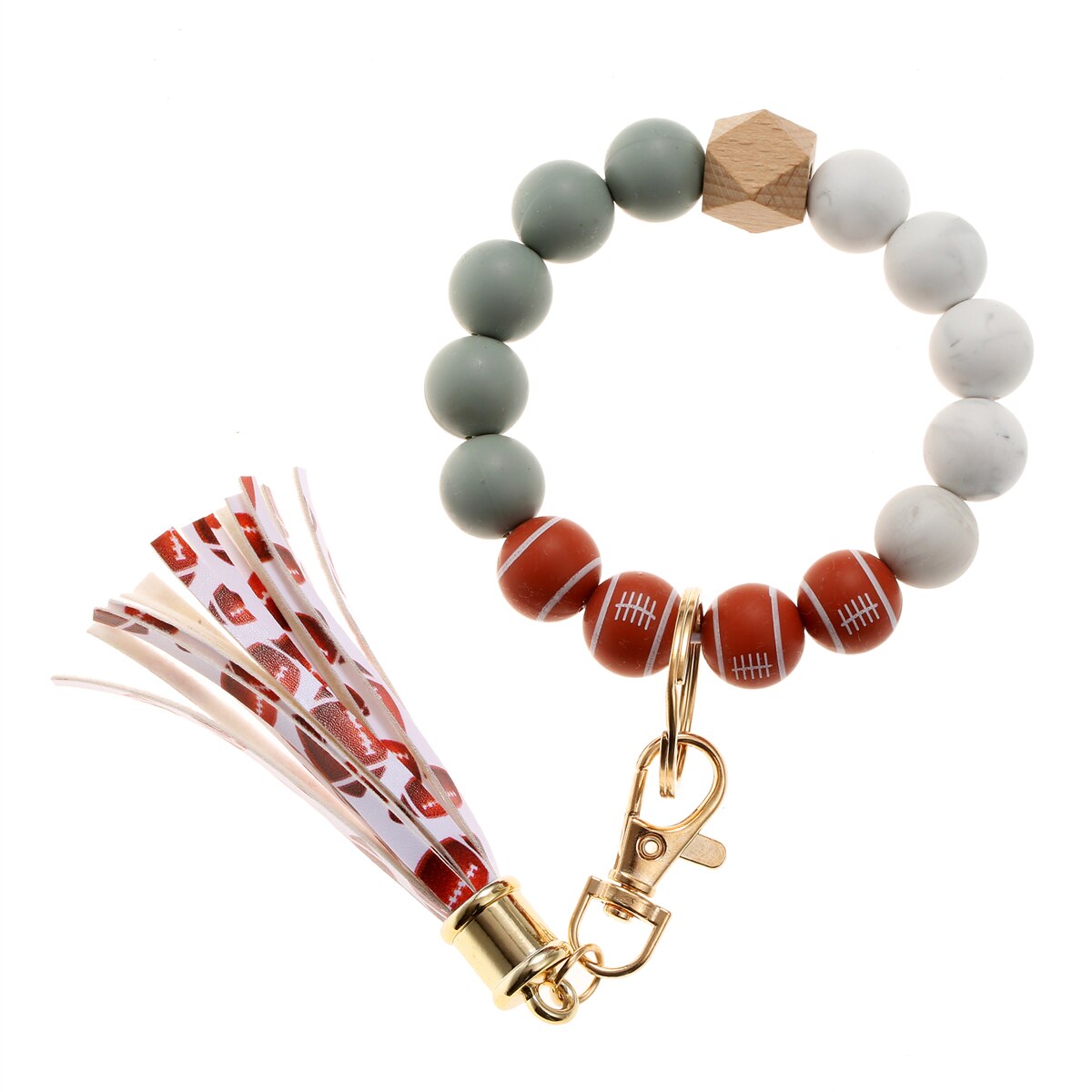 Fashion Silicone Key Ring Bracelets Wristlet Keychain Car Beaded Key Ring Bangle Chains for Women